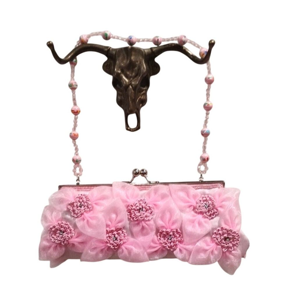 Unbranded Special Occasion Handbag Pink 3D floral Design